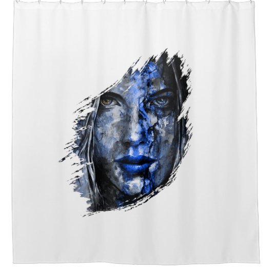Blauw grijs slechte meisje douchegordijn (Voorkant)