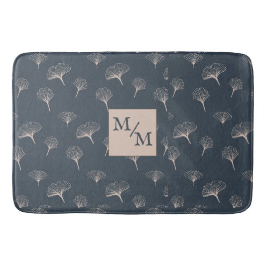 Blauw Grijs smeedijzer Gingko Badmat (Voorkant)