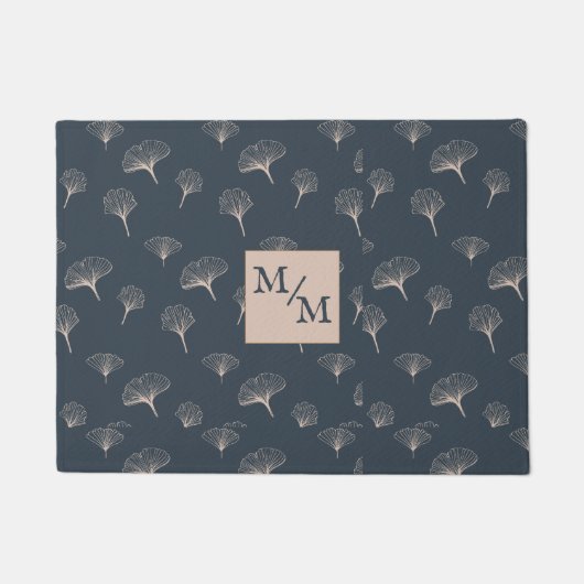 Blauw Grijs smeedijzer Gingko Deurmat (Voorkant)