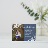 Blauw grijs Sparen de Kaart van de Datum met Witte (Staand voorkant)