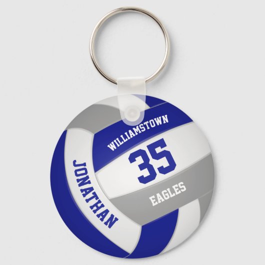 blauw grijs sportteam verfijnen volleyball sleutelhanger (Voorkant)