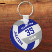 blauw grijs sportteam verfijnen volleyball sleutelhanger (Voorkant)