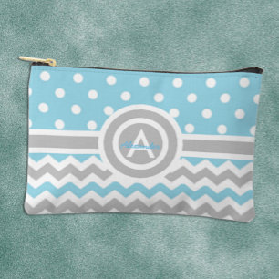 Blauw Grijs Stip Chevron Etui