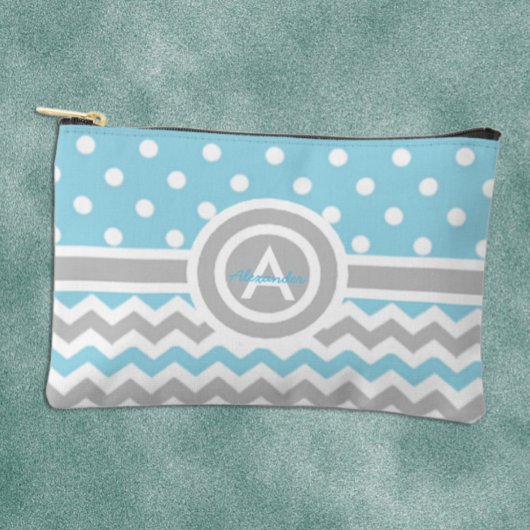Blauw Grijs Stip Chevron Etui