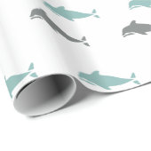 Blauw Grijs Strand Oceaan Dolfijnen Verjaardag Cadeaupapier (Rol Hoek)