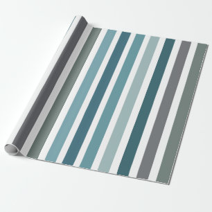 Blauw Grijs Strepen Cadeaupapier