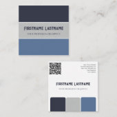 Blauw grijs strepen harmonisch kleurenpalet QR-Cod Vierkante Visitekaartje (Voorkant / Achterkant)