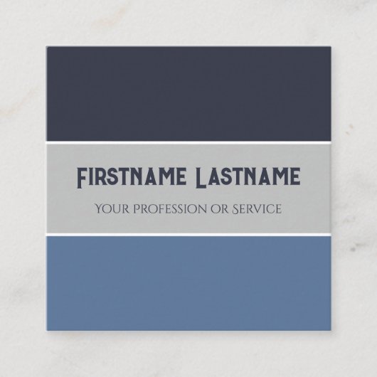 Blauw grijs strepen harmonisch kleurenpalet QR-Cod Vierkante Visitekaartje (Voorkant)