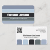 Blauw grijs strepen harmonisch kleurenpalet QR-Cod Visitekaartje (Voorkant / Achterkant)