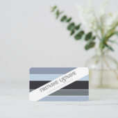 Blauw grijs strepen harmonisch kleurenpalet QR-Cod Visitekaartje (Staand voorkant)