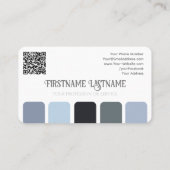 Blauw grijs strepen harmonisch kleurenpalet QR-Cod Visitekaartje (Achterkant)