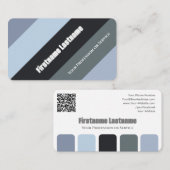 Blauw grijs strepen harmonisch kleurenpalet QR-Cod Visitekaartje (Voorkant / Achterkant)