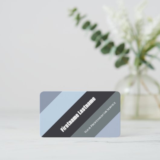 Blauw grijs strepen harmonisch kleurenpalet QR-Cod Visitekaartje (Staand voorkant)