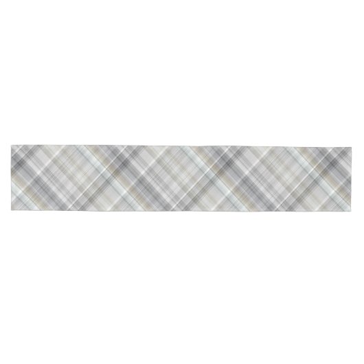 Blauw/Grijs/Tan Plaid Medium Tafelloper (Horizontaal)