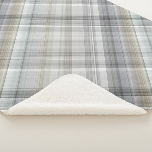 Blauw/Grijs/Tan Plaid Sherpa Deken (3/4)