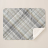 Blauw/Grijs/Tan Plaid Sherpa Deken (Voorkant (horizontaal))