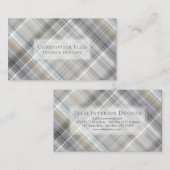 Blauw/Grijs/Tan Plaid Visitekaartje (Voorkant / Achterkant)