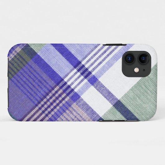 Blauw grijs Tartan Speld Hoesje (Achterkant (horizontaal))