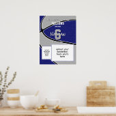 Blauw Grijs Team Kleuren Basketbal Team Foto Poster (Keuken)