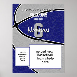Blauw Grijs Team Kleuren Basketbal Team Foto Poster