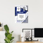 Blauw Grijs Team Kleuren Basketbal Team Foto Poster (Thuiskantoor)