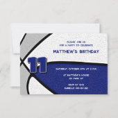 Blauw Grijs Team Kleuren Basketbal Verjaardag Kaart (Voorkant)