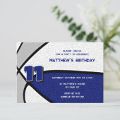 Blauw Grijs Team Kleuren Basketbal Verjaardag Kaart (Staand voorkant)