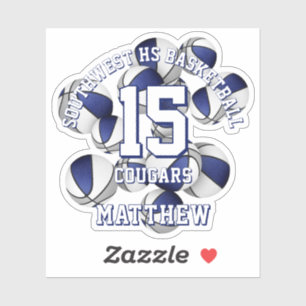 Blauw Grijs Team Kleuren Basketballen Cluster Sticker