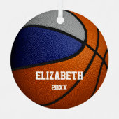 blauw grijs team kleuren jongens basketbal metalen ornament (Voorkant)