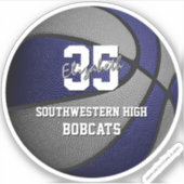 blauw grijs team kleuren jongens basketbal sticker (Voorkant)