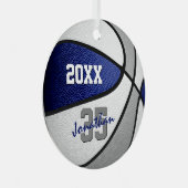 blauw grijs team kleuren jongens meisjes naam bask metalen ornament (Voorkant Rechts)