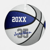 blauw grijs team kleuren jongens meisjes naam bask metalen ornament (Voorkant)