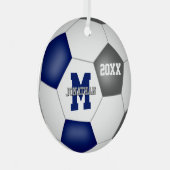 blauw grijs team kleuren jongens voetbal metalen ornament (Voorkant Rechts)