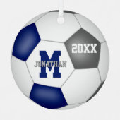 blauw grijs team kleuren jongens voetbal metalen ornament (Voorkant)