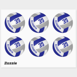 blauw grijs team kleuren jongens volleybal ronde sticker