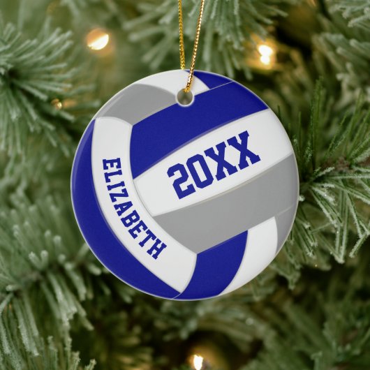blauw grijs team kleuren keepomwille volleyball keramisch ornament (Boom)