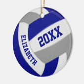 blauw grijs team kleuren keepomwille volleyball keramisch ornament (Links)