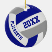 blauw grijs team kleuren keepomwille volleyball keramisch ornament (Achterkant)