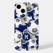 Blauw grijs team kleuren meisjes voetballen patroo Case-Mate iPhone case (Achterkant)