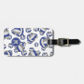 blauw grijs team kleuren meisjes volleybalcadeaus bagagelabel (Voorkant horizontaal)