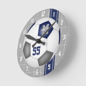 blauw grijs team kleuren varisiteit streept voetba ronde klok (Hoek)