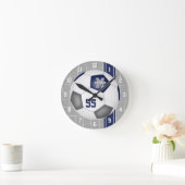 blauw grijs team kleuren varisiteit streept voetba ronde klok (Huis)