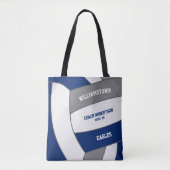 Blauw grijs team kleuren volleybal atleet coach tote bag (Voorkant)