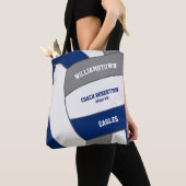 Blauw grijs team kleuren volleybal atleet coach tote bag (Dichtbij)
