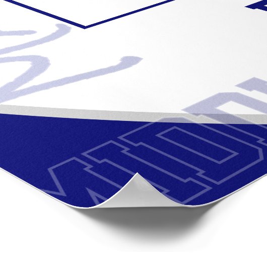 Blauw Grijs Team Kleuren Volleybal Team Foto Poster (Hoek)