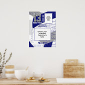 Blauw Grijs Team Kleuren Volleybal Team Foto Poster (Keuken)