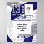 Blauw Grijs Team Kleuren Volleybal Team Foto Poster (Voorkant)