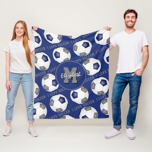 blauw grijs team kleuren waar ik van hou fleece deken (In situ)