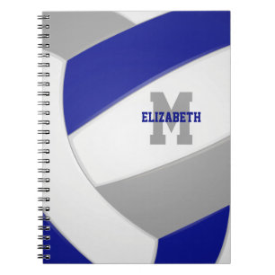 blauw grijs teamkleuren gepersonaliseerde volleyba notitieboek