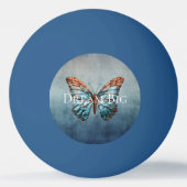Blauw Grijs Textuur Vlinder Pingpongbal (Voorkant)